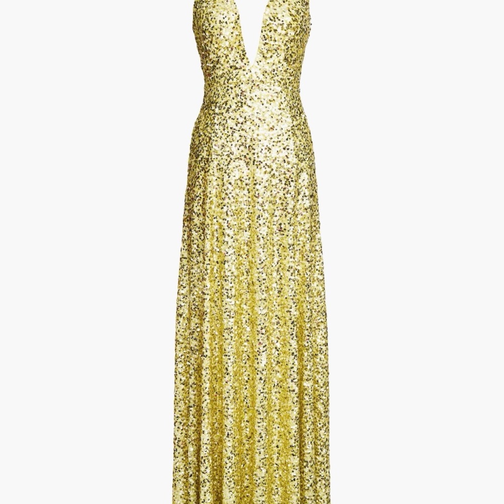 NWT HH Gold Sequin Evening Gown